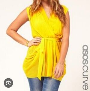 Asos Curve Front Wrap Sleeveless Blouse Size 18